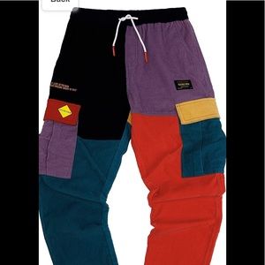 Cargo Pants/Joggers Patchwork Multi-Pockets Streetwear w/ Drawstring